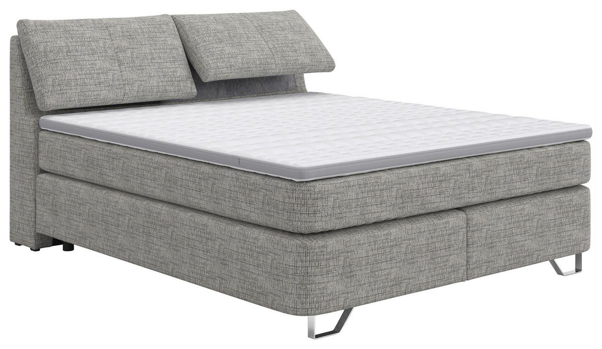 Boxspringbett Tabea Hellgrau ca. 160x200cm - Hellgrau/Alufarben, KONVENTIONELL, Karton/Naturmaterialien (160/200cm) - Mömax