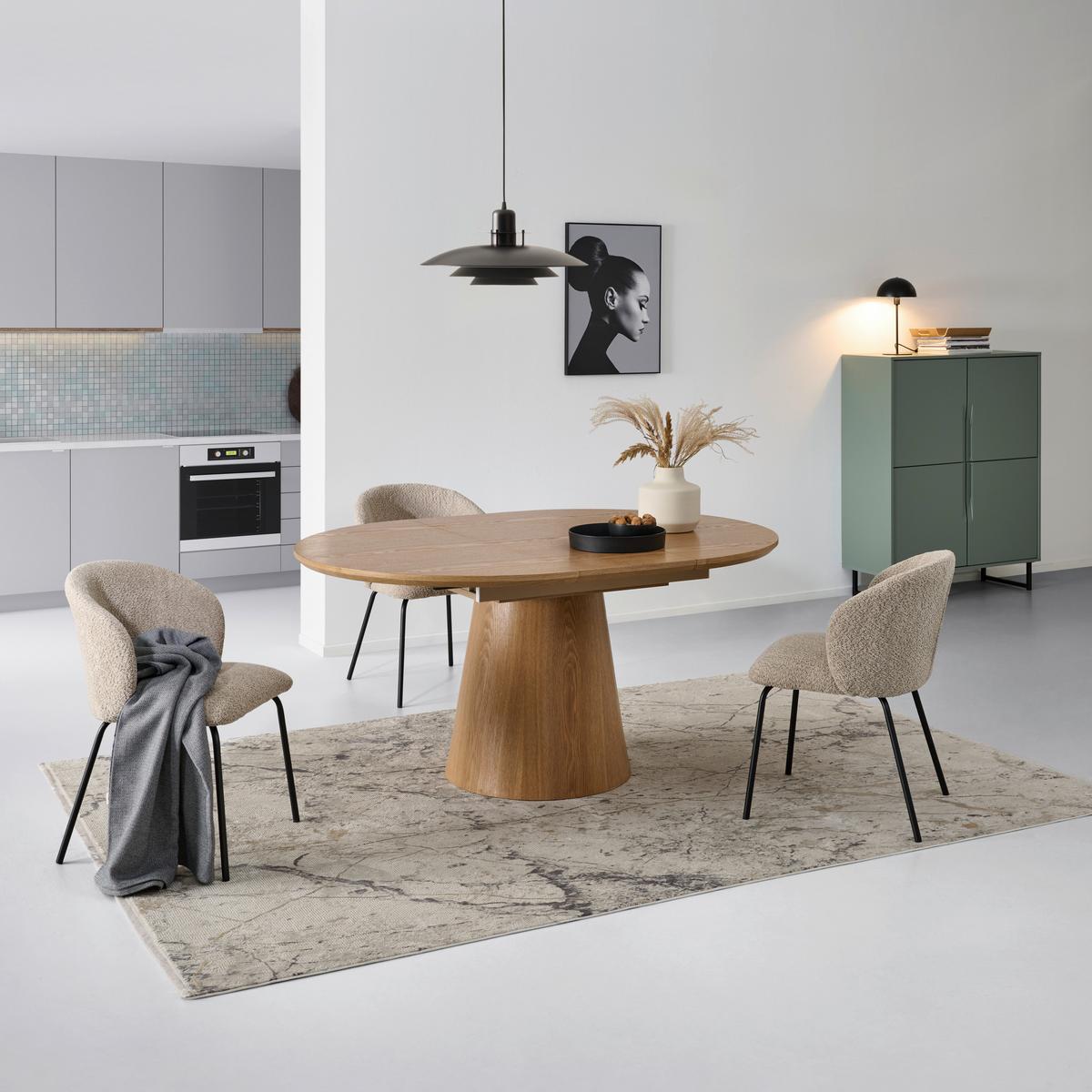 STÓŁ DO JADALNI LIO - kolor dębowy, Konventionell, materiał drewnopochodny/drewno (120-160/120/76cm) - MID.YOU