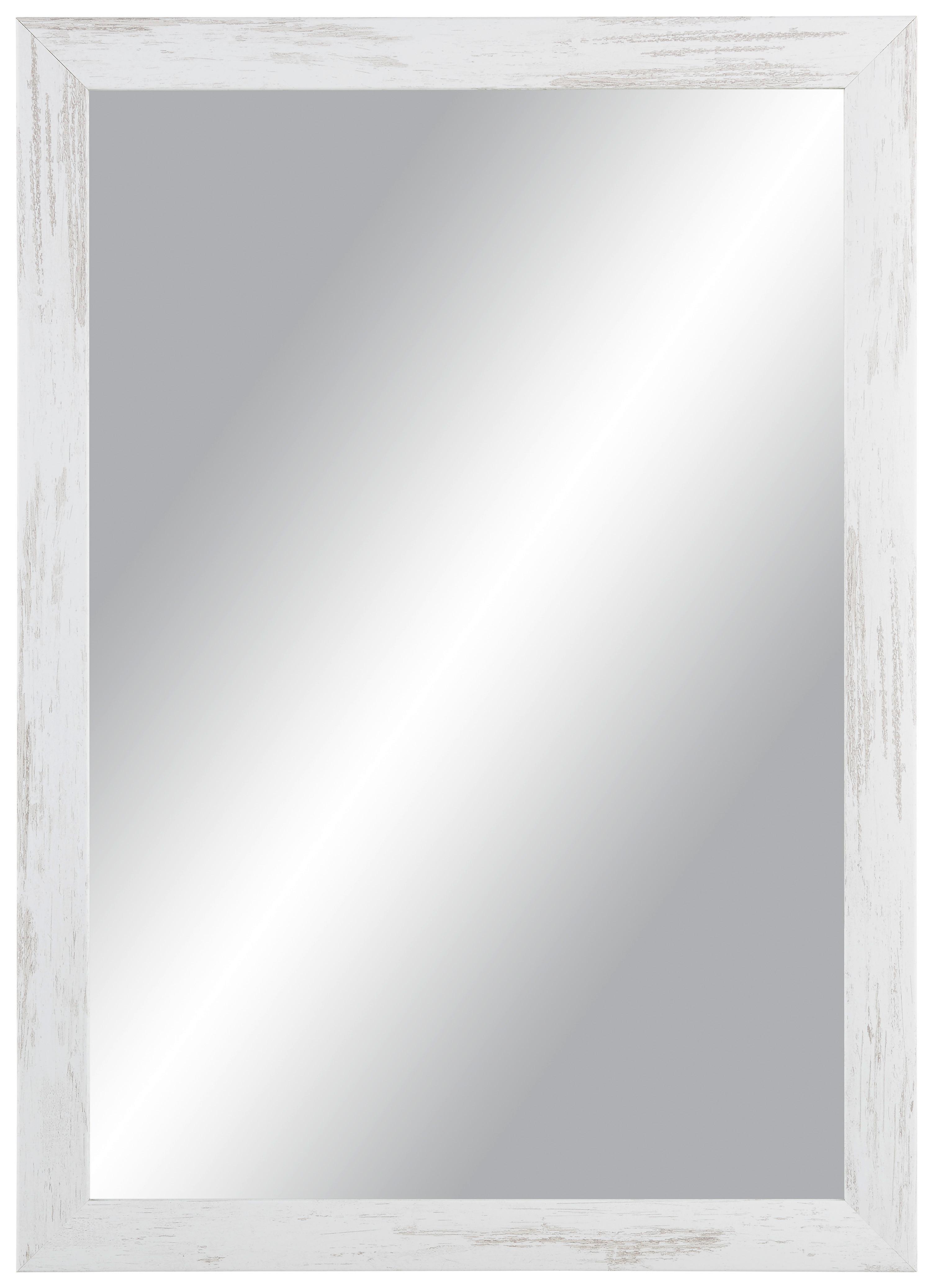 Stensko Ogledalo Old-White-Heav - bela/rjava, Moderno, steklo/leseni material (50/70cm) - Modern Living