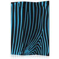 Paravan Zebra Pattern, 3-Delni, Dvostranski - modra/črna, Basics, tekstil/les (135/172/3cm) - artgeist