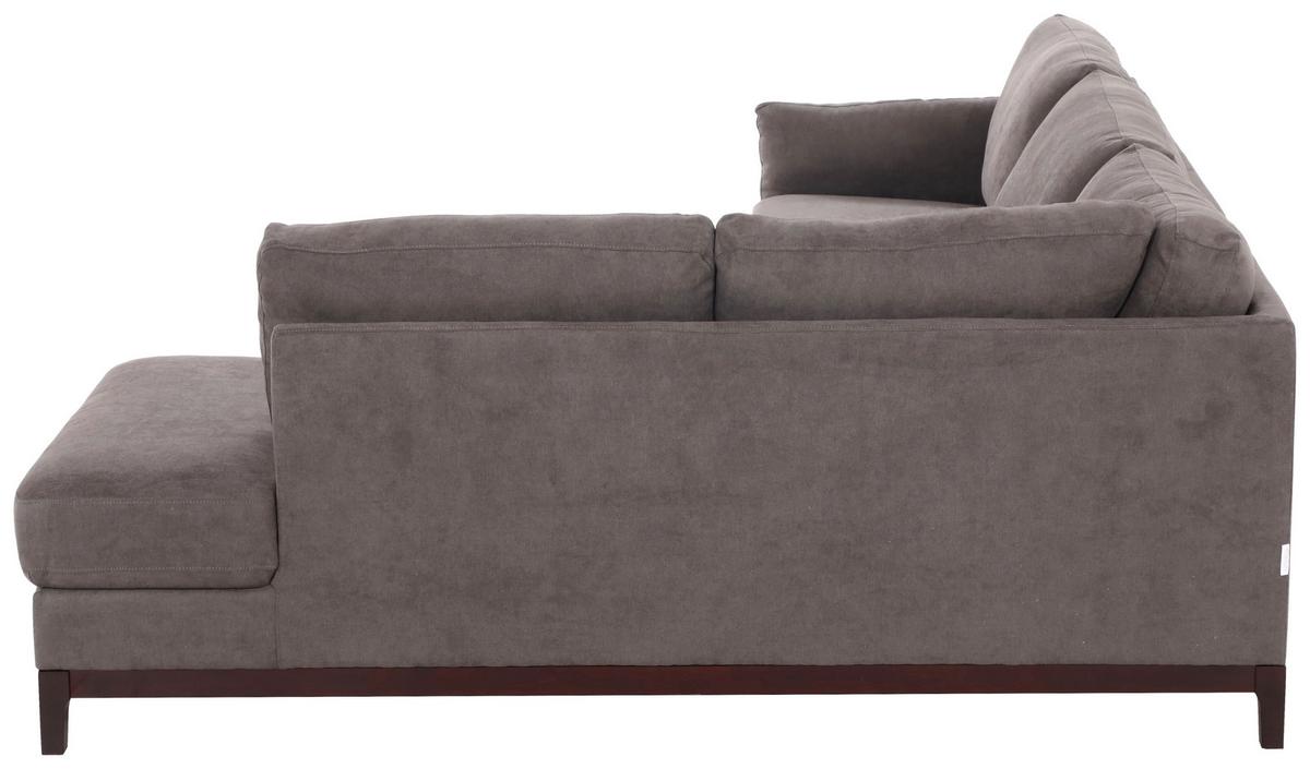 NAROŻNIK BRISTOL - szary/brązowy, Basics, tkanina/drewno (278/210cm) - MID.YOU
