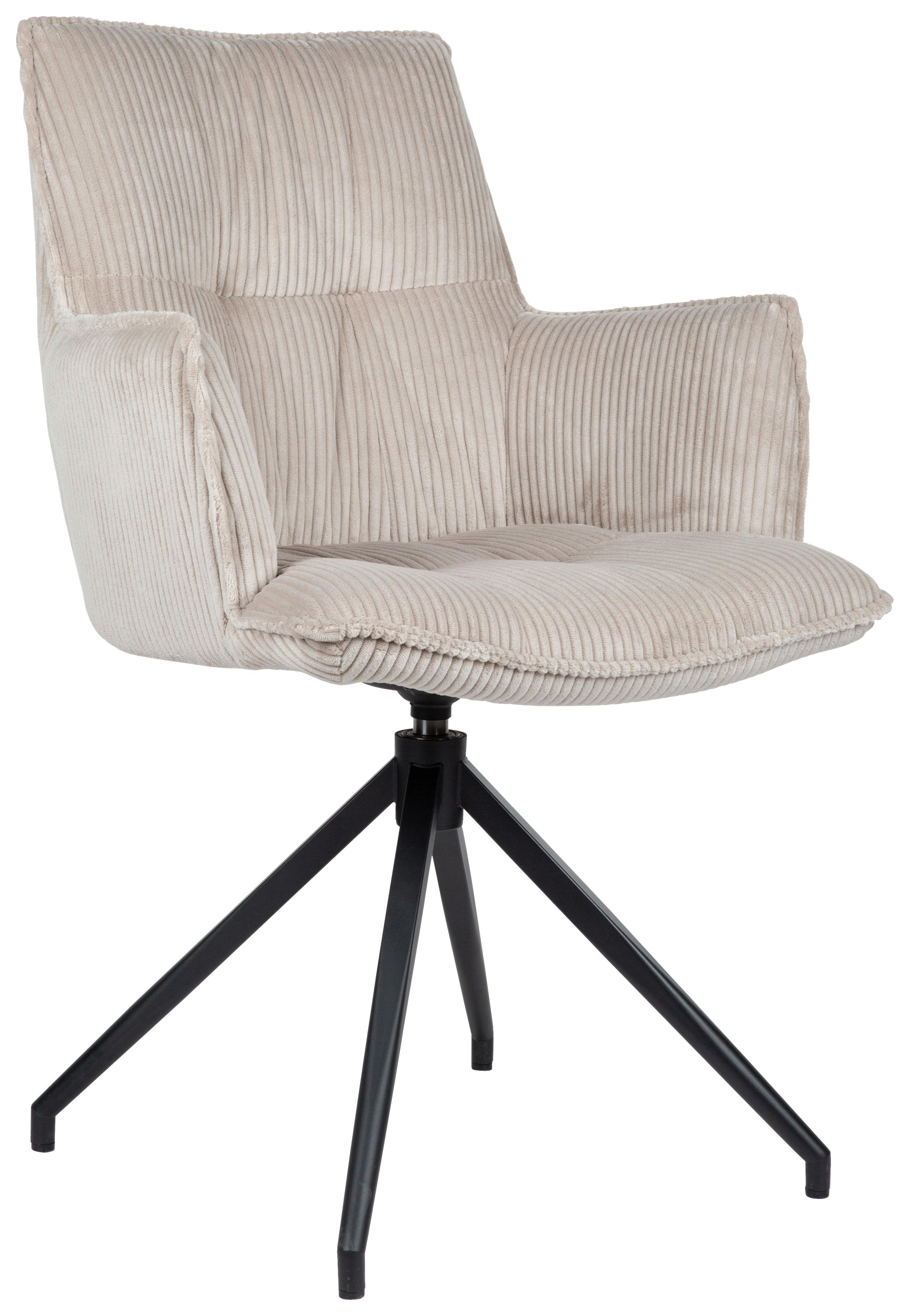 KRZESŁO Z PODŁOKIETNIKAMI OSAKA CORDY -EXKLUSIV- - czarny/taupe, Design, metal/tkanina (59/89,5/63cm) - Novel