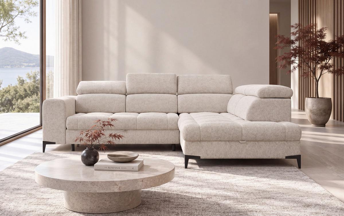 Kutna Garnitura Mason - bež/crna, Moderno, drvni materijal/drvo (271/211cm) - Modern Living