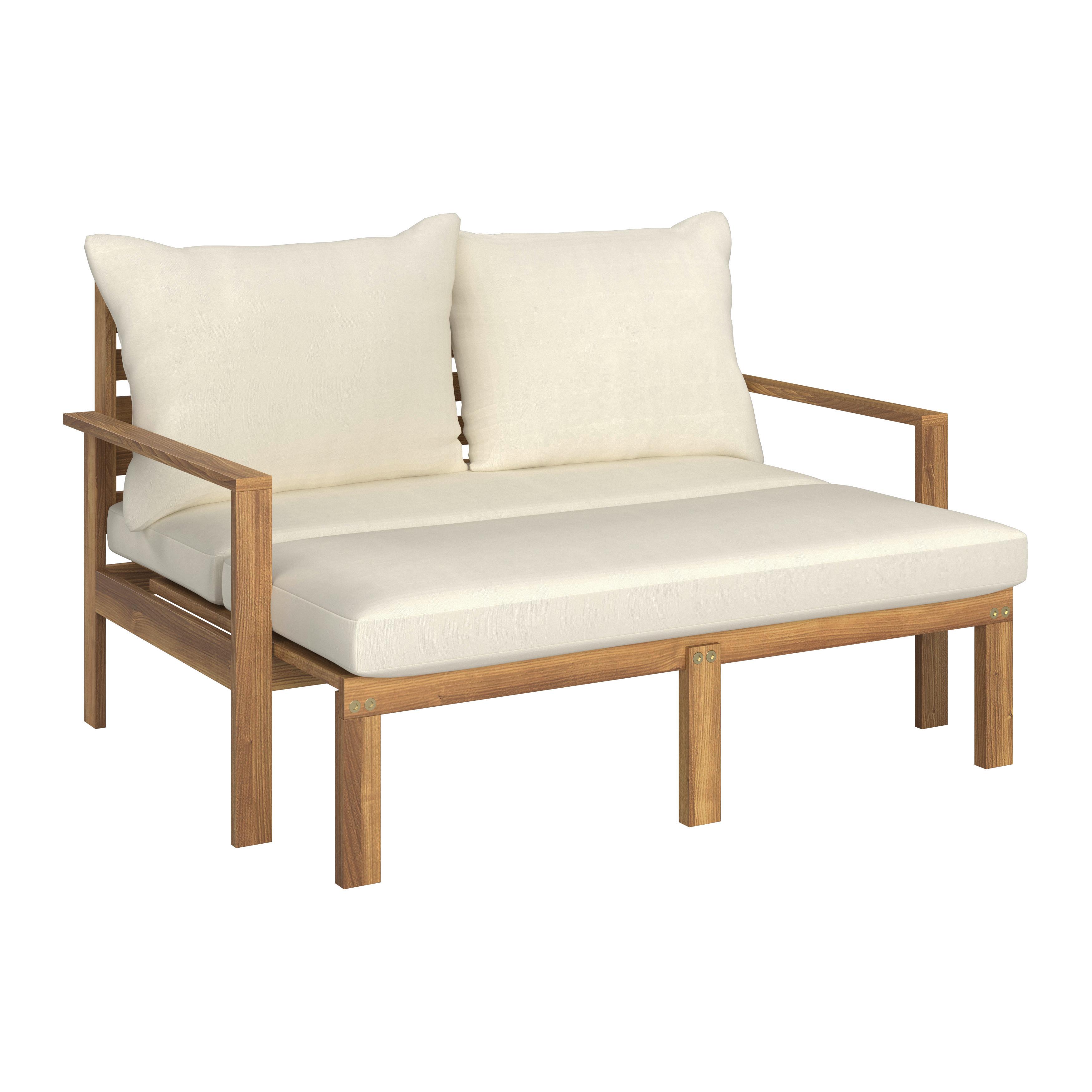 Vrtni Ležalnik Pia, Naravne Barve, Akacija - naravne barve, Moderno, tekstil/les (130/75/80-130cm) - Bessagi Garden