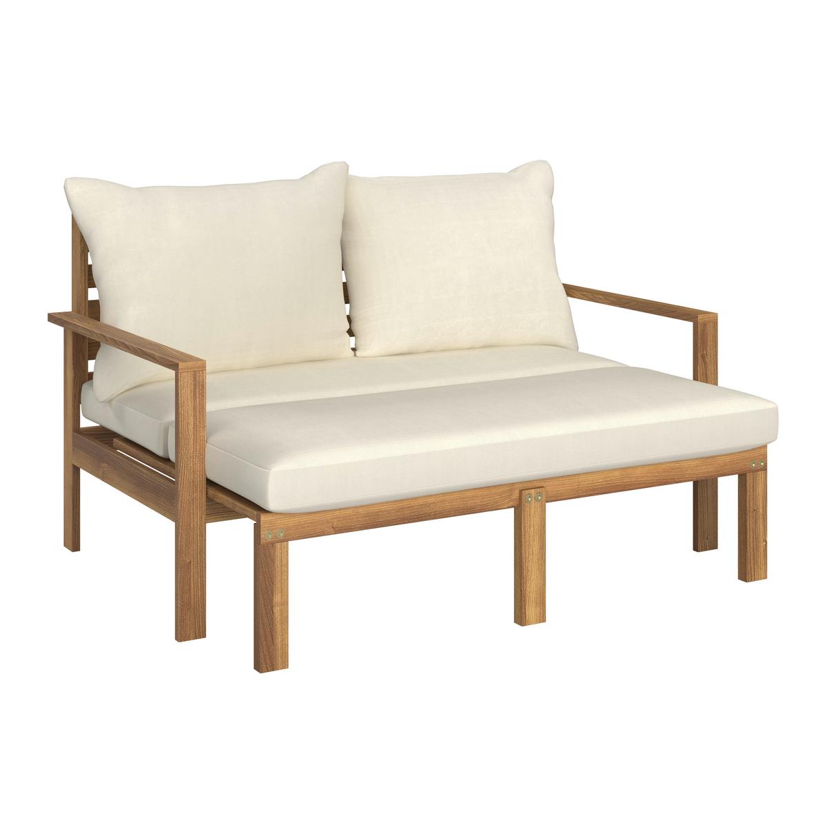 Gartenliege Pia Naturfarben Akazie/Outdoorstoff - Naturfarben, MODERN, Holz/Textil (130/75/80-130cm) - Bessagi Garden
