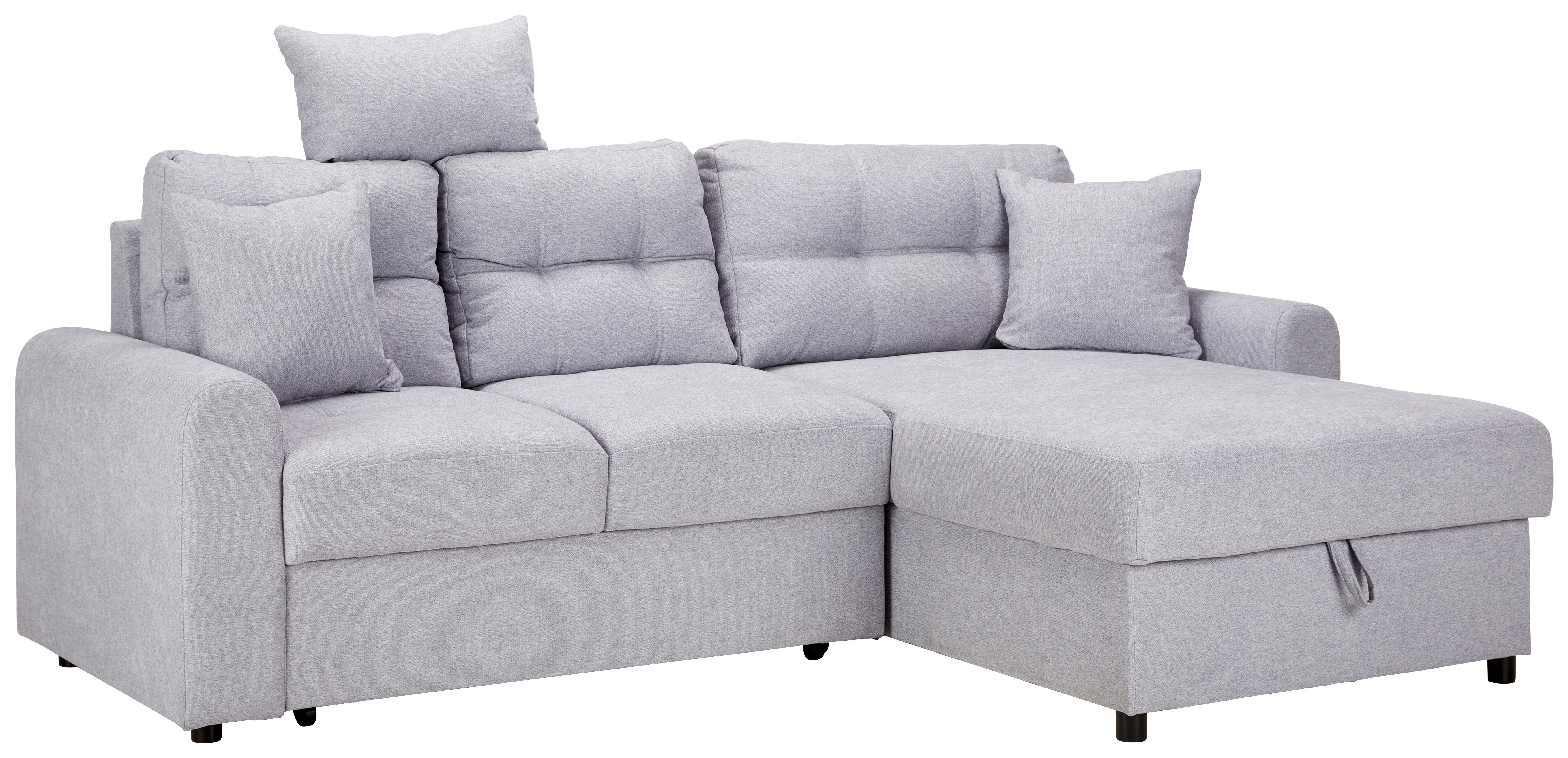 Ecksofa in Grau mit Schlaffunktion - Schwarz/Grau, Modern, Kunststoff/Textil (232/89/153cm) - Modern Living