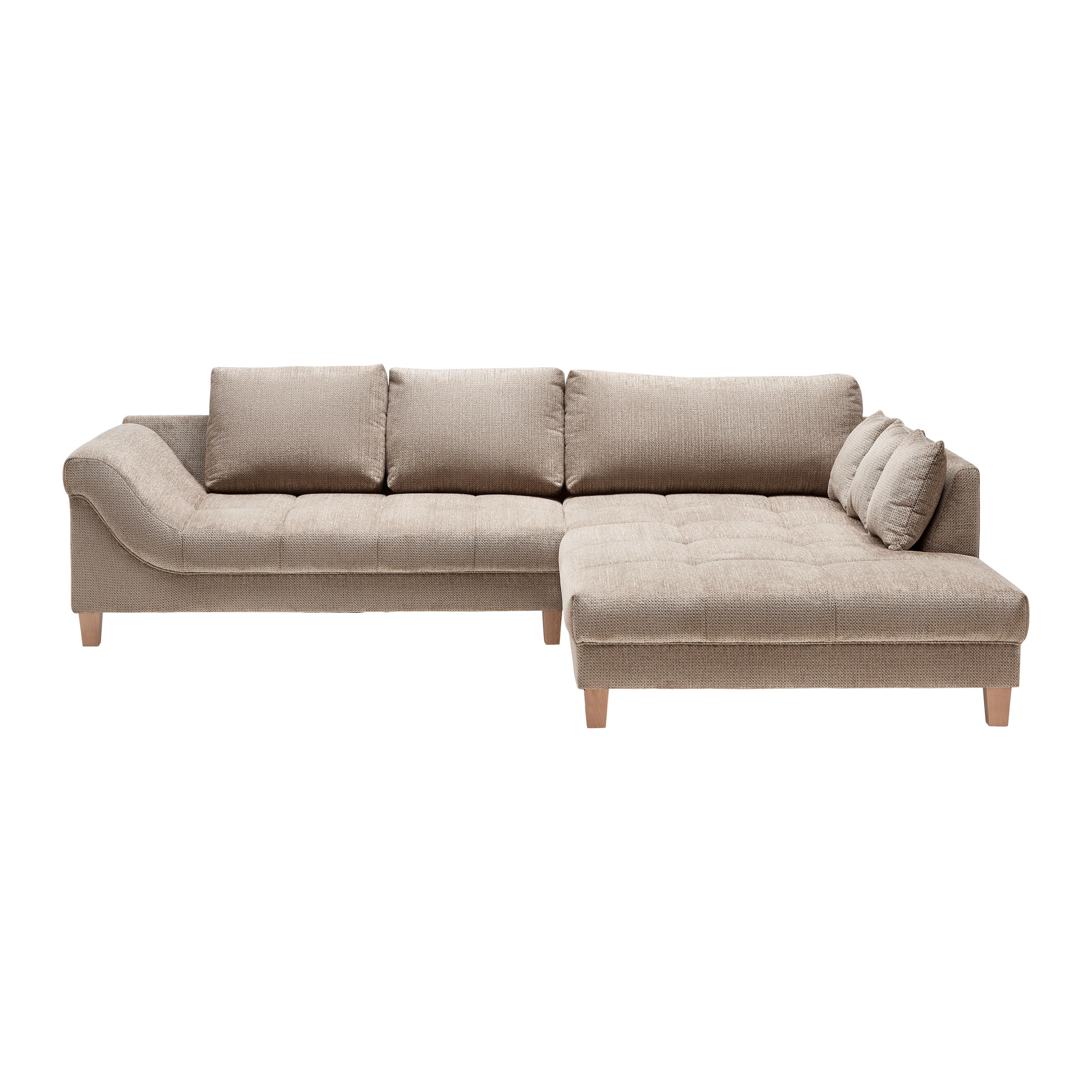 Wohnlandschaft Palermo Beige - Beige/Buchefarben, MODERN, Holz/Textil (306/69-94/203cm) - Mömax