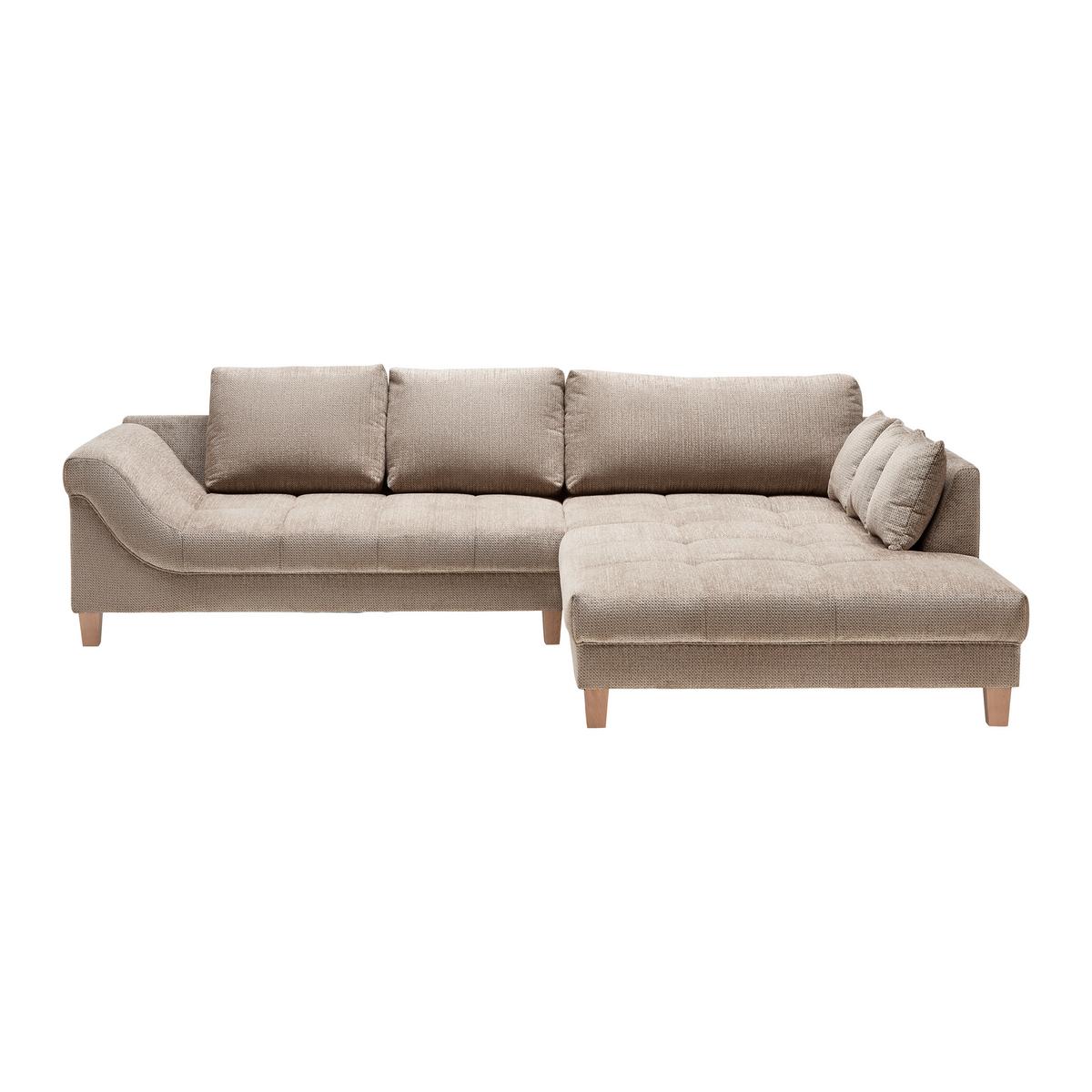 Wohnlandschaft Palermo Beige - Beige/Buchefarben, MODERN, Holz/Textil (306/69-94/203cm) - Mömax