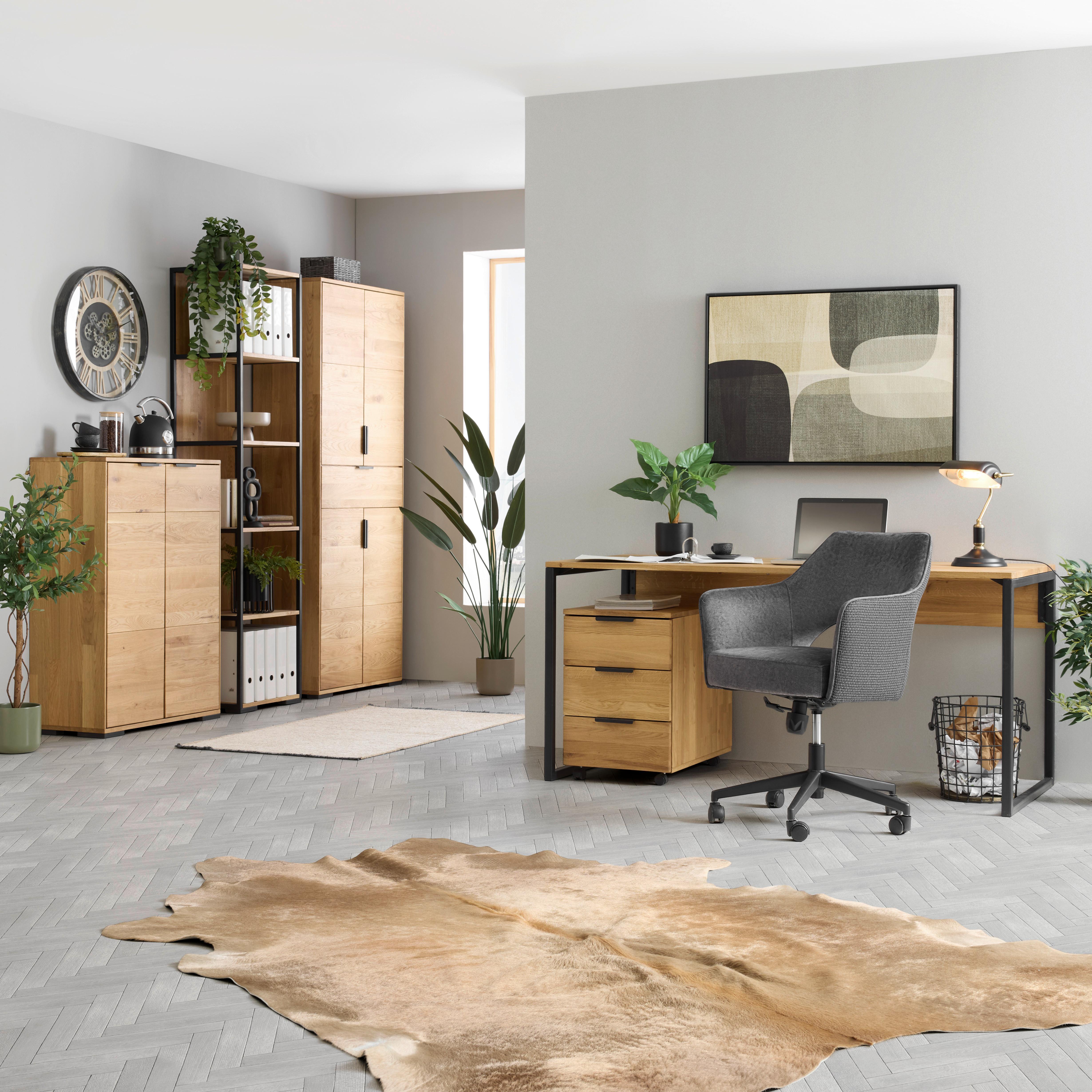 SNURRSTOL VALLETTA - svart/antracit, Klassisk, metall/textil (63/82-88/61cm) - Premium Living
