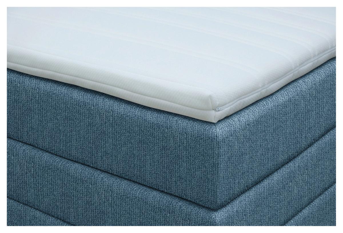 Boxspringbett London Blau ca. 160x200cm - Blau/Chromfarben, MODERN, Holz/Holzwerkstoff (160/200cm) - Premium Living