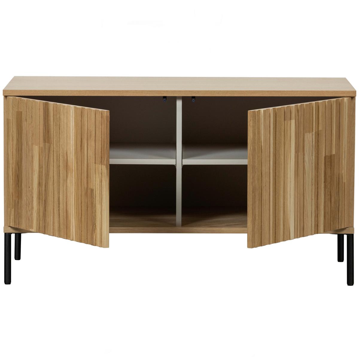 Lowboard Gravure Naturfarben B: 100cm - Schwarz/Naturfarben, Design, Holz/Metall (100/56/44cm) - Livetastic