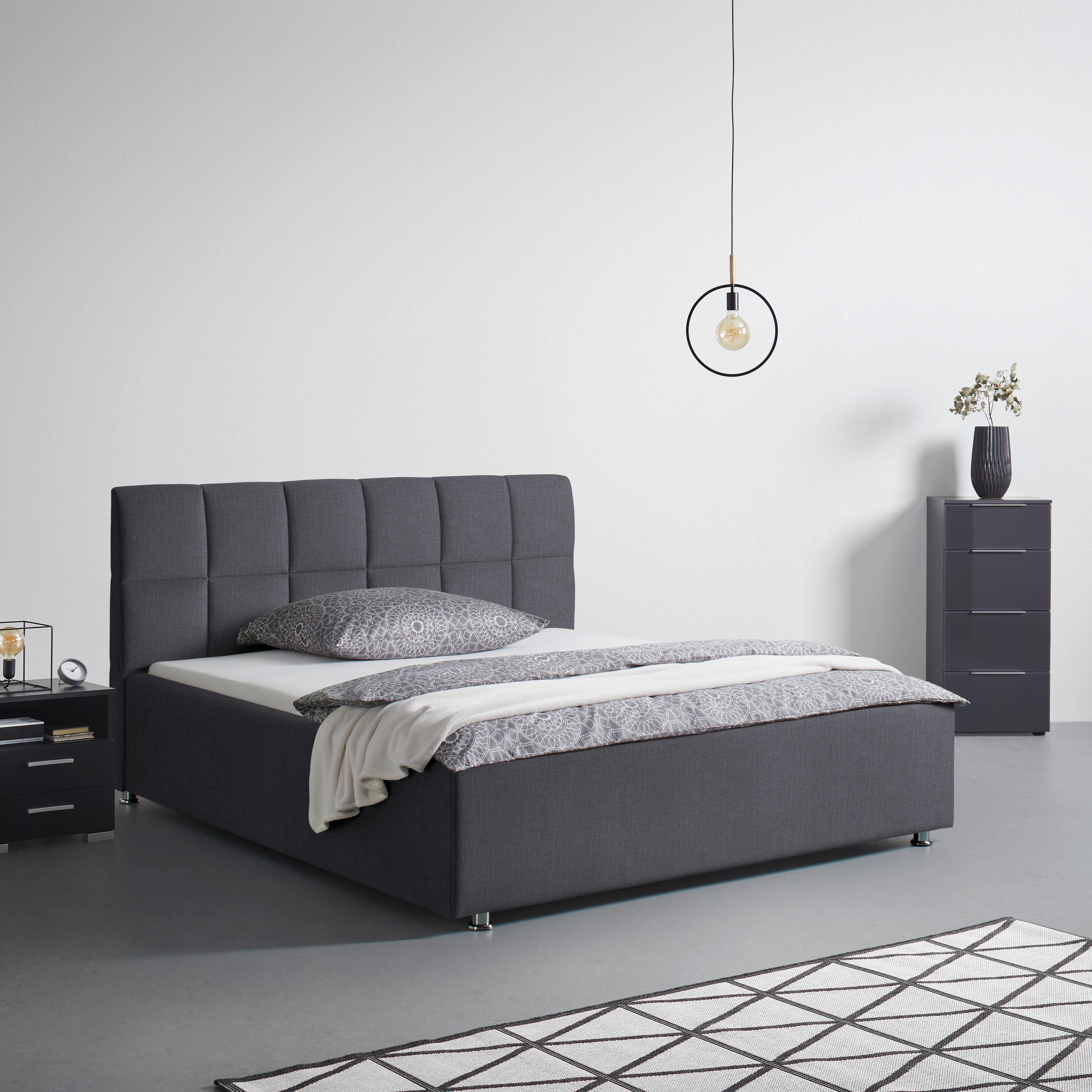 Oblazinjena Postelja Bogner, 160x200, Barva Grafita - barve kroma/barve grafita, Konvencionalno, tekstil (160/200cm) - Premium Living