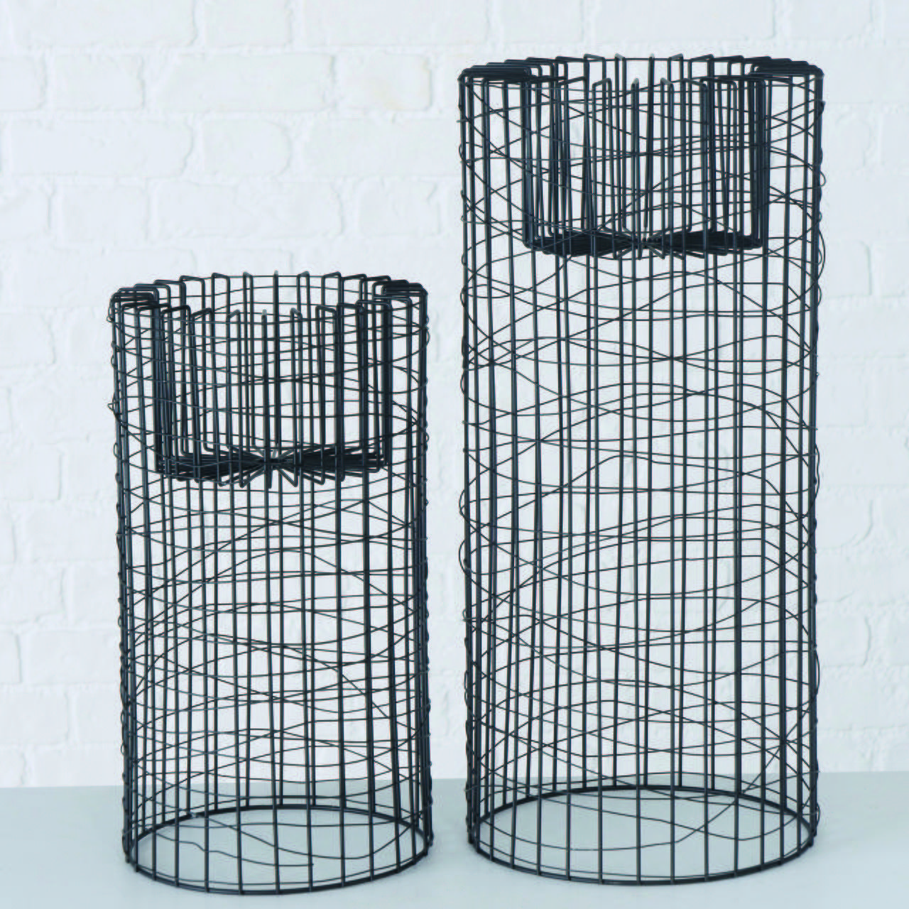Übertopf-Set Runa in Schwarz - Schwarz, MODERN, Metall