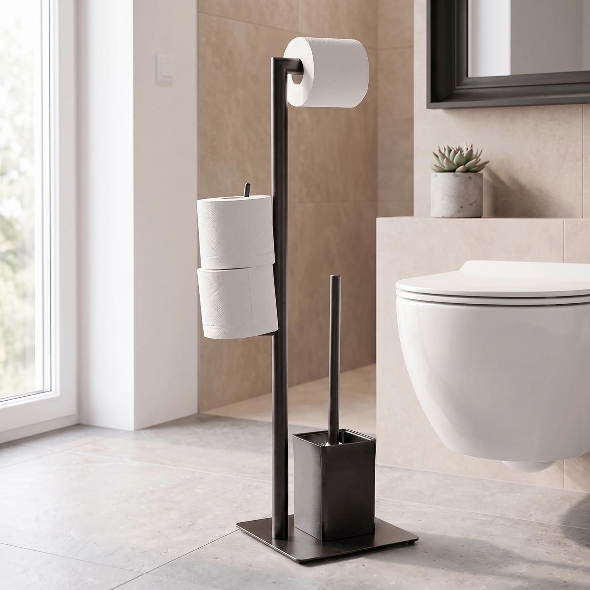 Wc-bürstenkombination Gregotti 2 In Schwarz - Schwarz, Modern, Kunststoff/Metall (20/71/20cm) - Mömax