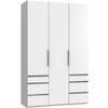 Drehtürenschrank mit Laden, B: 150 cm, Level 36A, Weiß - Chromfarben/Weiß, MODERN, Holzwerkstoff (150/236/58cm) - MID.YOU