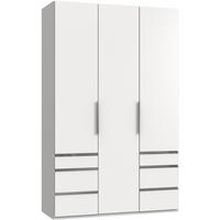 Drehtürenschrank mit Laden, B: 150 cm, Level 36A, Weiß - Chromfarben/Weiß, MODERN, Holzwerkstoff (150/236/58cm) - MID.YOU