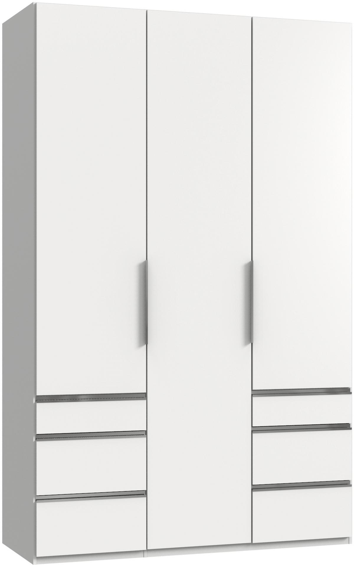 Drehtürenschrank mit Laden, B: 150 cm, Level 36A, Weiß - Chromfarben/Weiß, MODERN, Holzwerkstoff (150/236/58cm) - MID.YOU