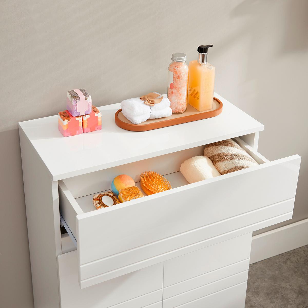 MIDISCHRANK BBK140W01 - Silberfarben/Weiß, Trend, Holzwerkstoff/Kunststoff (60/80/30cm) - MID.YOU