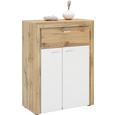 Schuhschrank in Weiß/Eichefarben - Eichefarben/Silberfarben, MODERN, Holzwerkstoff/Kunststoff (75/102/38cm) - Premium Living Schuhschrank in Weiß/Eichefarben - Eichefarben/Silberfarben, MODERN, Holzwerkstoff/Kunststoff (75/102/38cm) - Premium Living