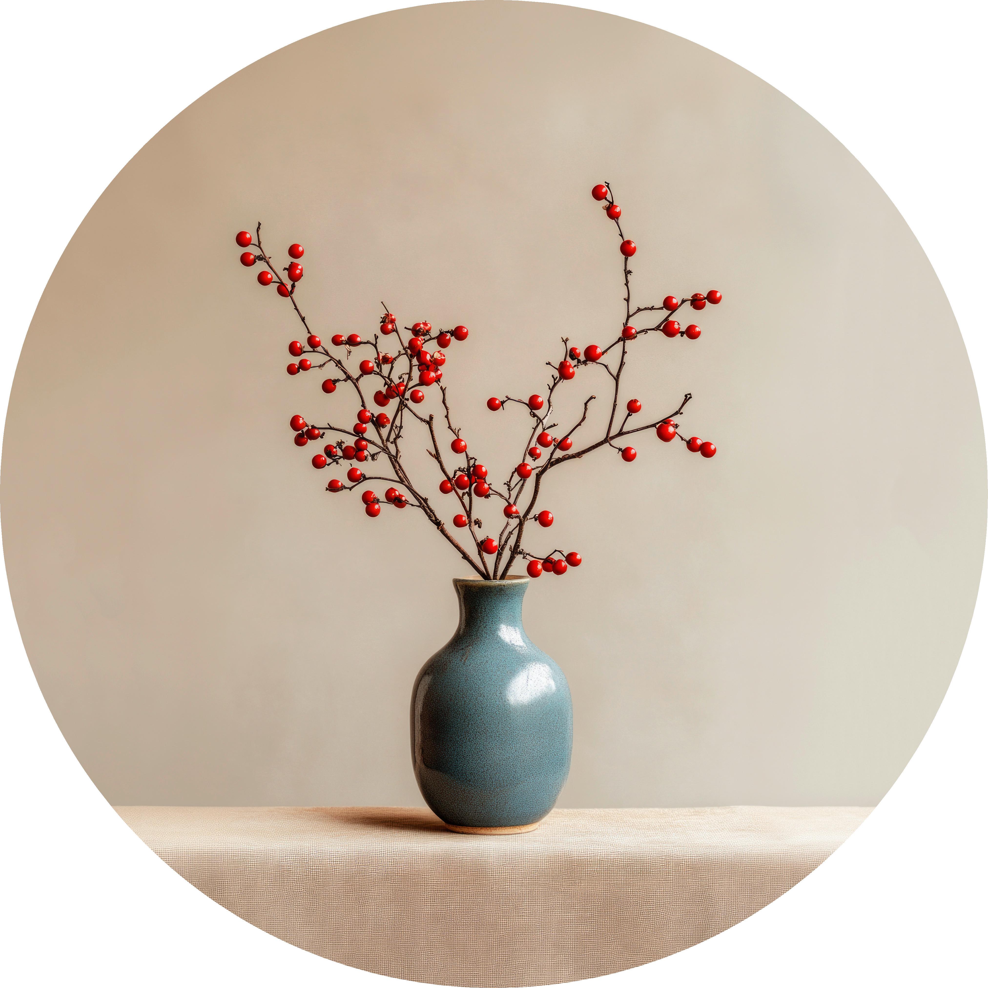 METALLBILD RED BERRY BRANCHES - Beige, Basics, Metall (40/0,3cm)