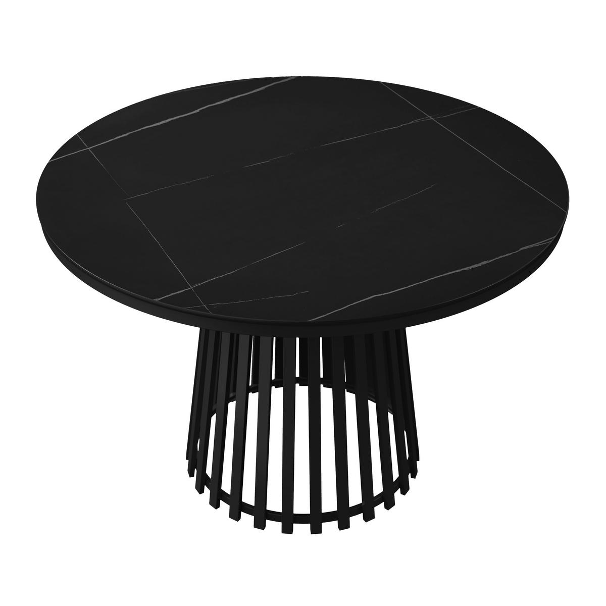 Esstisch rund Pela Schwarz MDF Ø ca. 110 cm - Schwarz, MODERN, Holzwerkstoff/Stein (110/75cm) - Bessagi Home