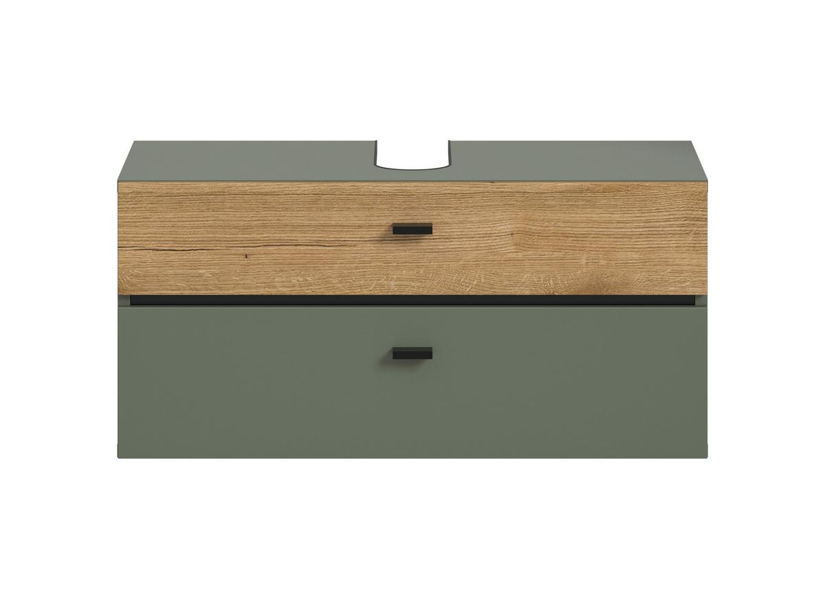 Waschbeckenunterschrank Aqua Grün/Eichefarben - Eichefarben/Schwarz, Trend, Holzwerkstoff/Kunststoff (75/35/35cm) - MID.YOU