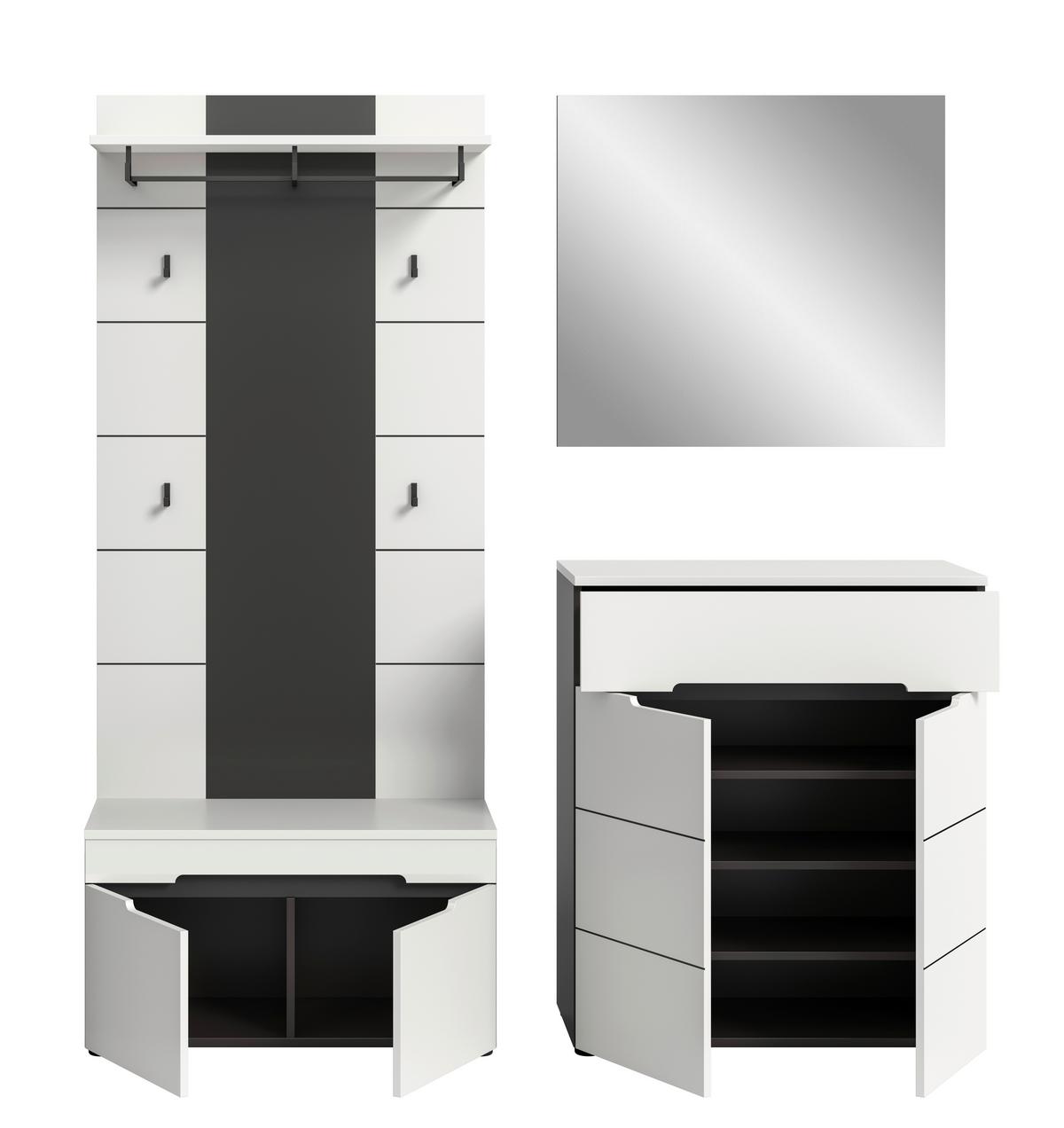 Predsoba Canu, Bela, Siva, 4-Delna - siva/bela, Design, leseni material (175/190/37cm) - Livetastic