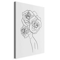 Slika Na Platnu Fancy Roses - črna/bela, Basics, tekstil/les (80/120/1,2cm) - artgeist