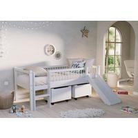 Spielbett FORREST Weiß ca.90x200cm Rutsche, Bettlade - Naturfarben/Weiß, MODERN, Holz (90/200cm) - Vipack