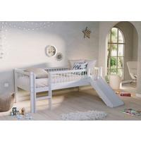 Spielbett FORREST Weiß ca.90x200cm Echtholz, Rutsche - Naturfarben/Weiß, MODERN, Holz (90/200cm) - Vipack