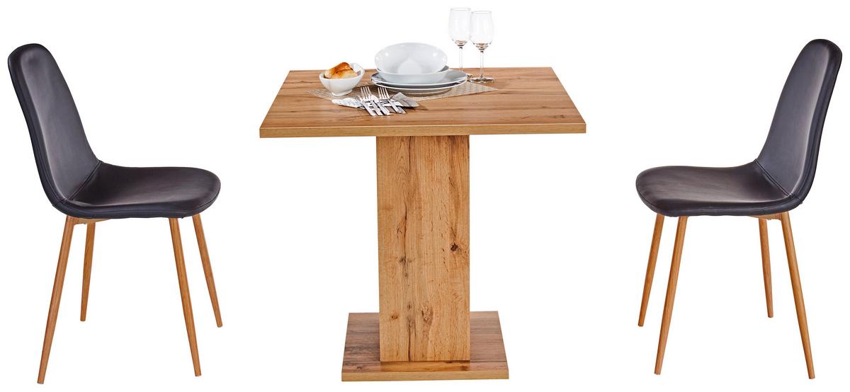 Masă sufragerie Sigmund - alb/culoare lemn stejar, Konventionell, material pe bază de lemn (79,5/74/79,5cm) - Based