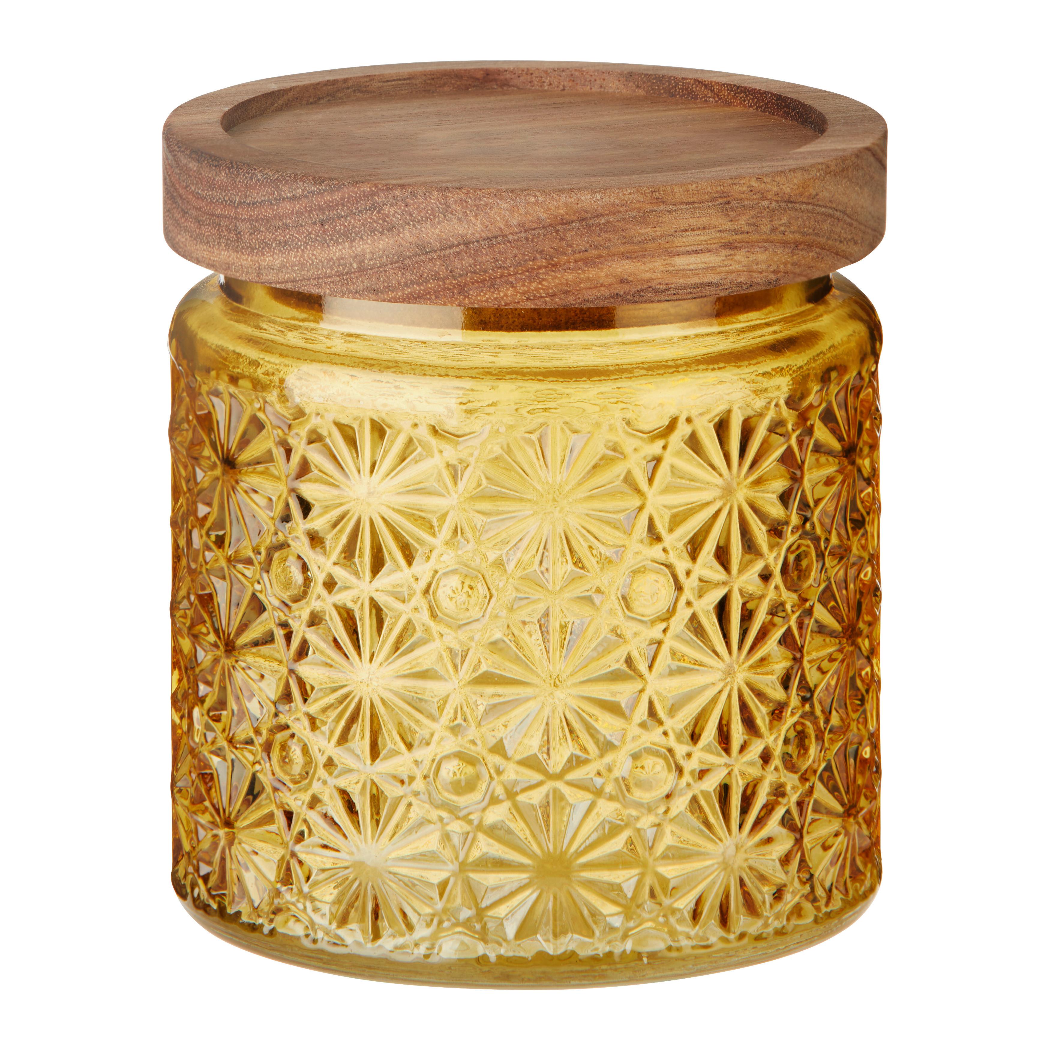 Üveg Ételtároló Fedéllel Golden Autumn - akácia színű/sárga, Romantik / Landhaus, Üveg/fa (10/10cm) - Modern Living