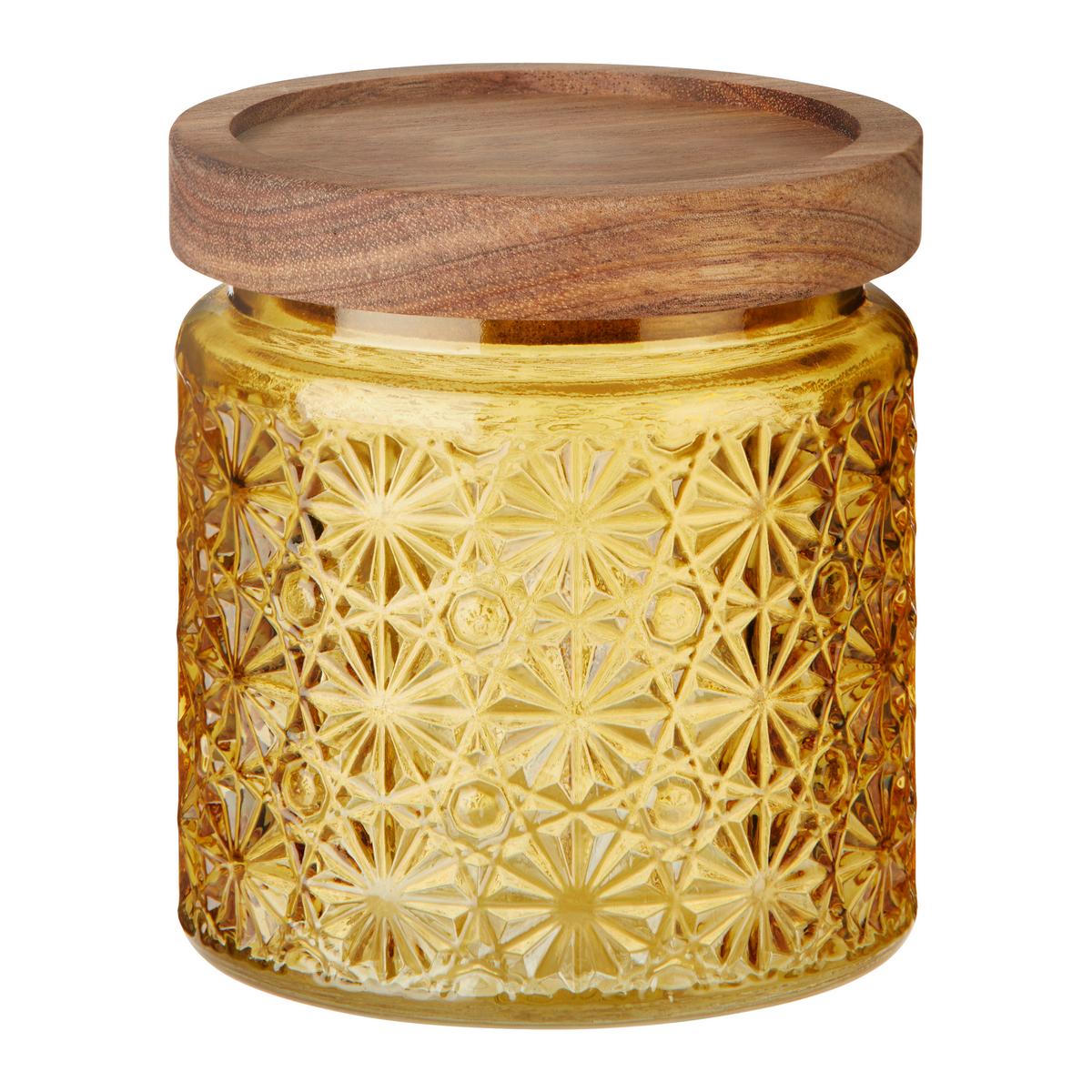 Üveg Ételtároló Fedéllel Golden Autumn - akácia színű/sárga, Romantik / Landhaus, Üveg/fa (10/10cm) - Modern Living