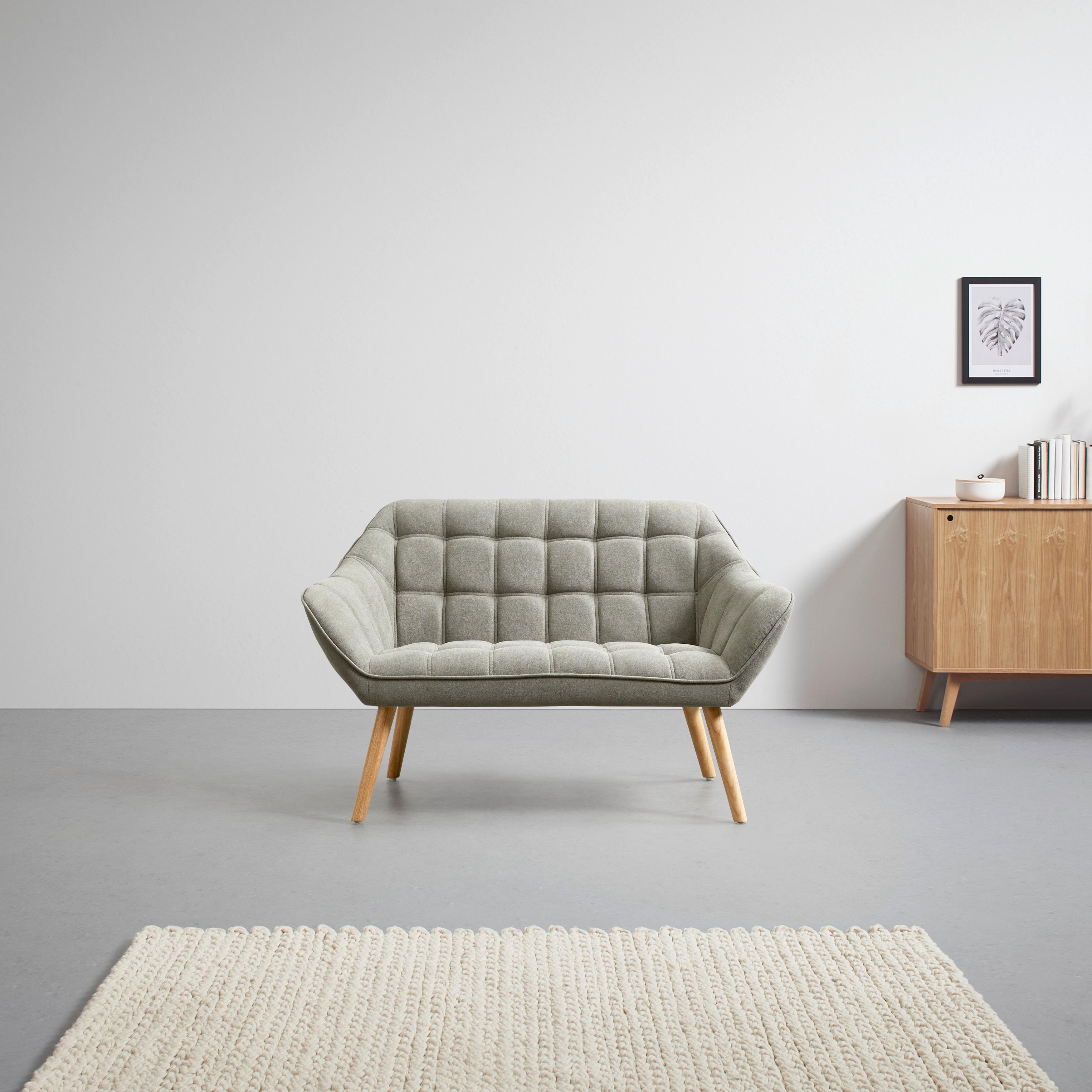Dvosed Monique, Siva, Velur - siva, Moderno, tekstil/les (127/76/74,5cm) - Bessagi Home