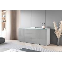 Komoda Vera, Bela, Siva, Z Osvetlitvijo - siva/bela, Trend, umetna masa/leseni material (150/67,9/39,5cm) - P & B
