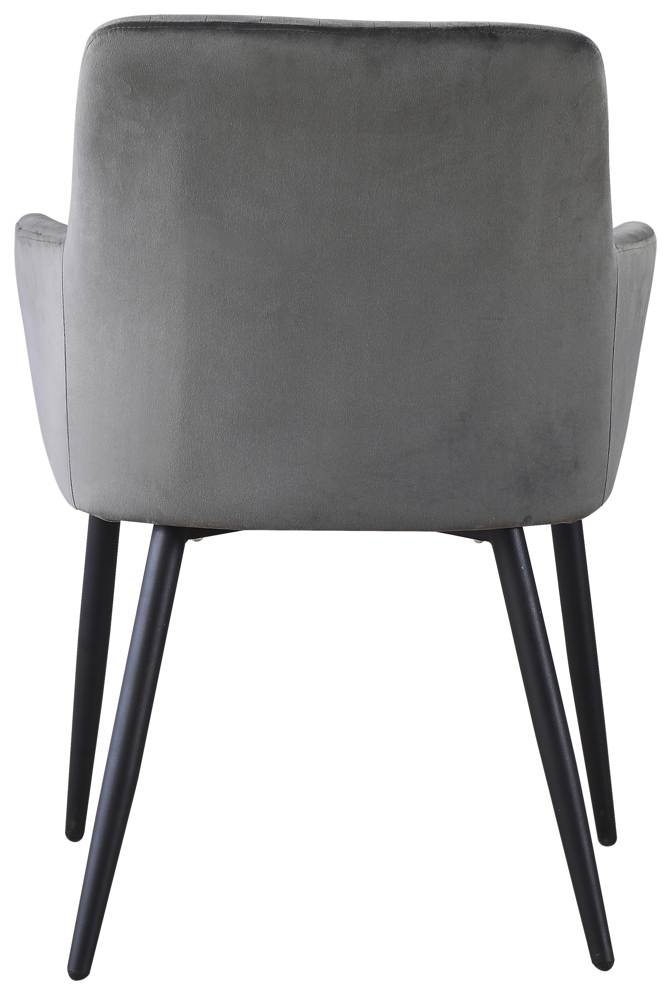 KRZESŁO Z PODŁOKIETNIKAMI KARIN - czarny/szary, Modern, metal/drewno (63/85/63cm) - MID.YOU