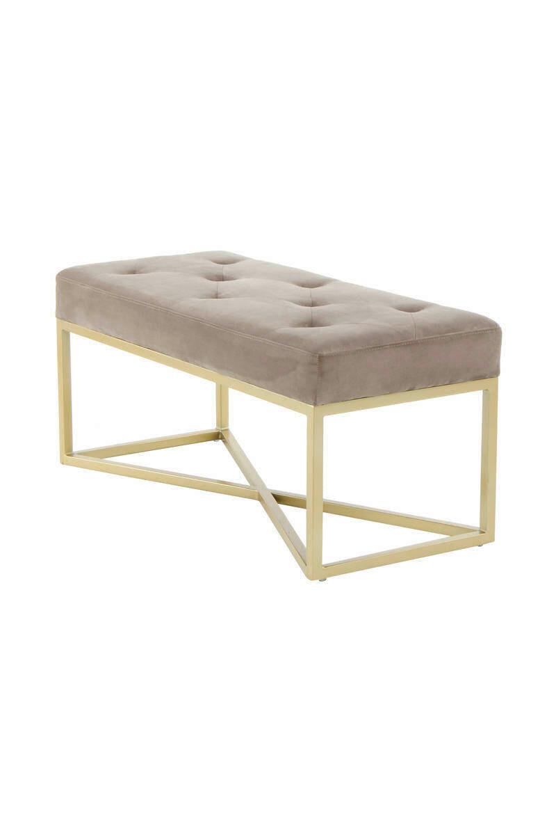 Hockerbank Qmizf-Tau - Taupe/Goldfarben, Basics, Holzwerkstoff/Kunststoff (90/40/40cm) - Kayoom