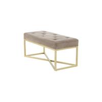 Hockerbank Qmizf-Tau - Taupe/Goldfarben, Basics, Holzwerkstoff/Kunststoff (90/40/40cm) - Kayoom