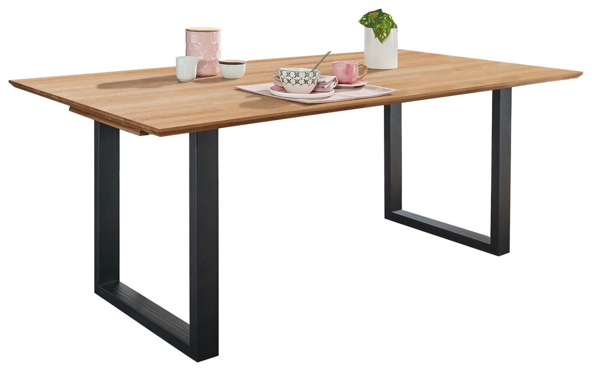 STÓŁ DO JADALNI TI-0594 - czarny/buk twardzielowy, Konventionell, metal/drewno (140/90/75cm) - Livetastic