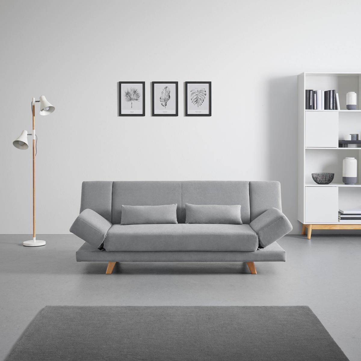 Schlafsofa Funky Hellgrau Webstoff - Hellgrau/Naturfarben, MODERN, Holz/Textil (183/73/79cm) - Bessagi Home