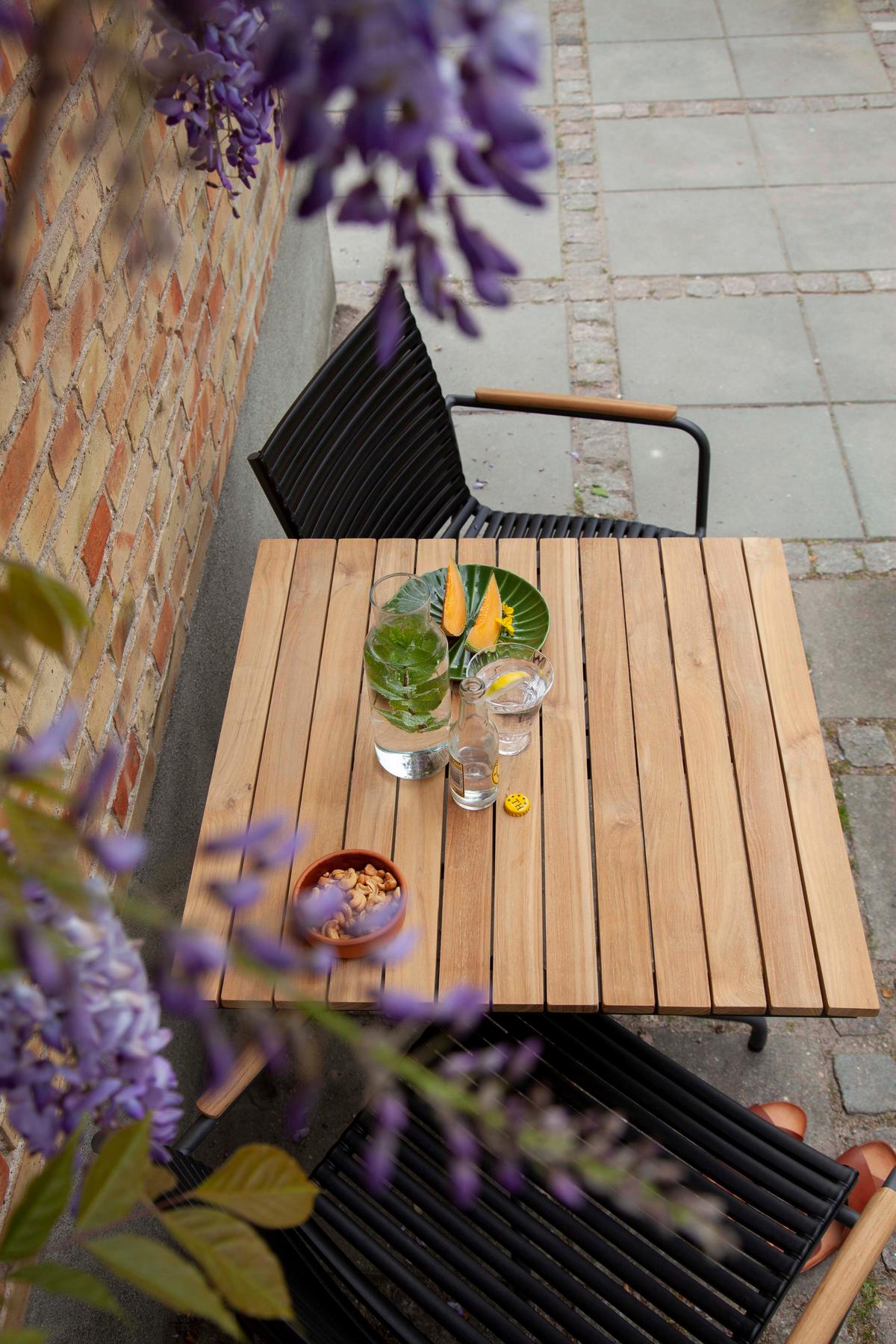 Balkon-Set Mood Cafe Anthrazit/Teak 3er-Set - Anthrazit/Schwarz, Natur, Holz/Kunststoff (105/74/70cm) - Gardenson