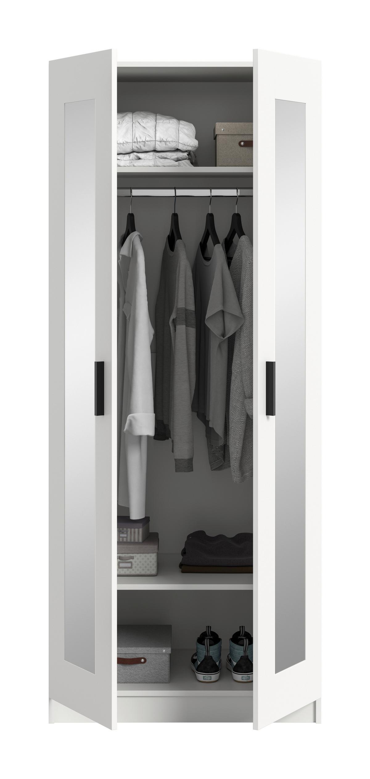 Drehtürenschrank Visby Weiß - Schwarz/Weiß, ROMANTIK / LANDHAUS, Holzwerkstoff/Kunststoff (80/195/56cm) - Livetastic