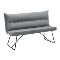 Sitzbank Bono Grau Samt Gepolstert - Schwarz/Grau, MODERN, Holz/Textil (140/92/63cm) - Bessagi Home