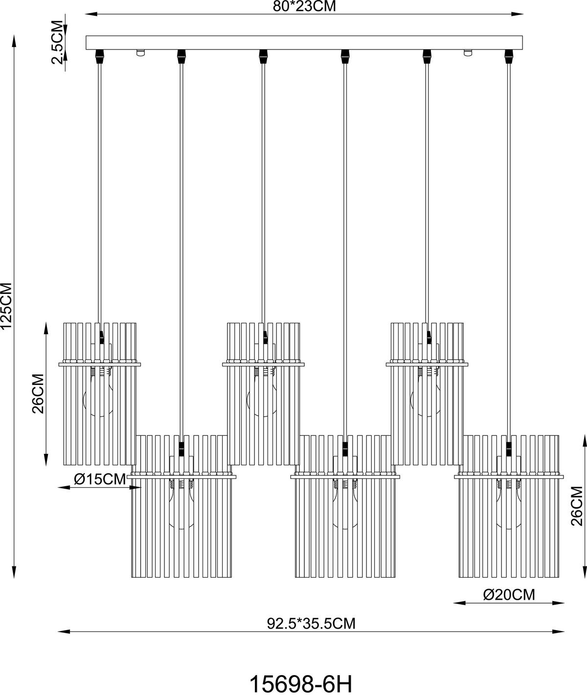 Viseća Svjetiljka Gorley - siva/crna, Basics, staklo/metal (92,5/35,5/125cm) - Globo