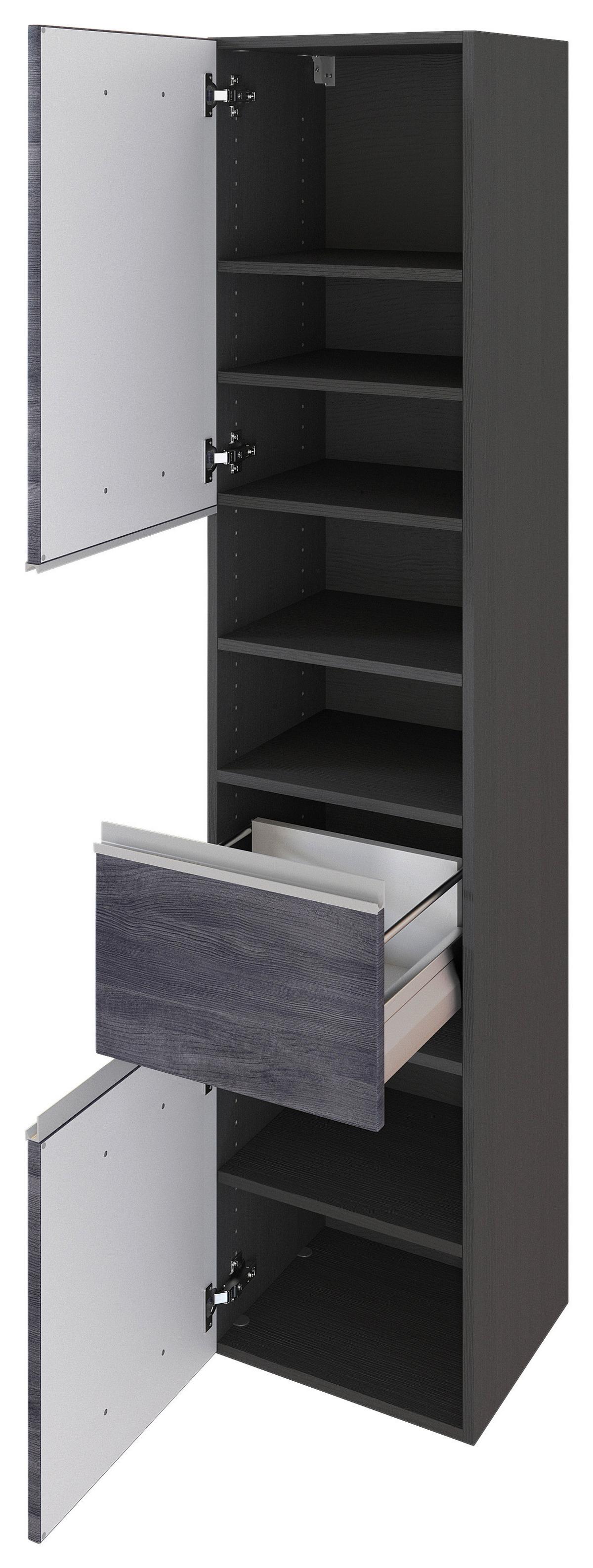 Hochschrank in Grau 'Arezzo' - Silberfarben/Alufarben, Basics, Holzwerkstoff/Kunststoff (40/180/35cm) - Held