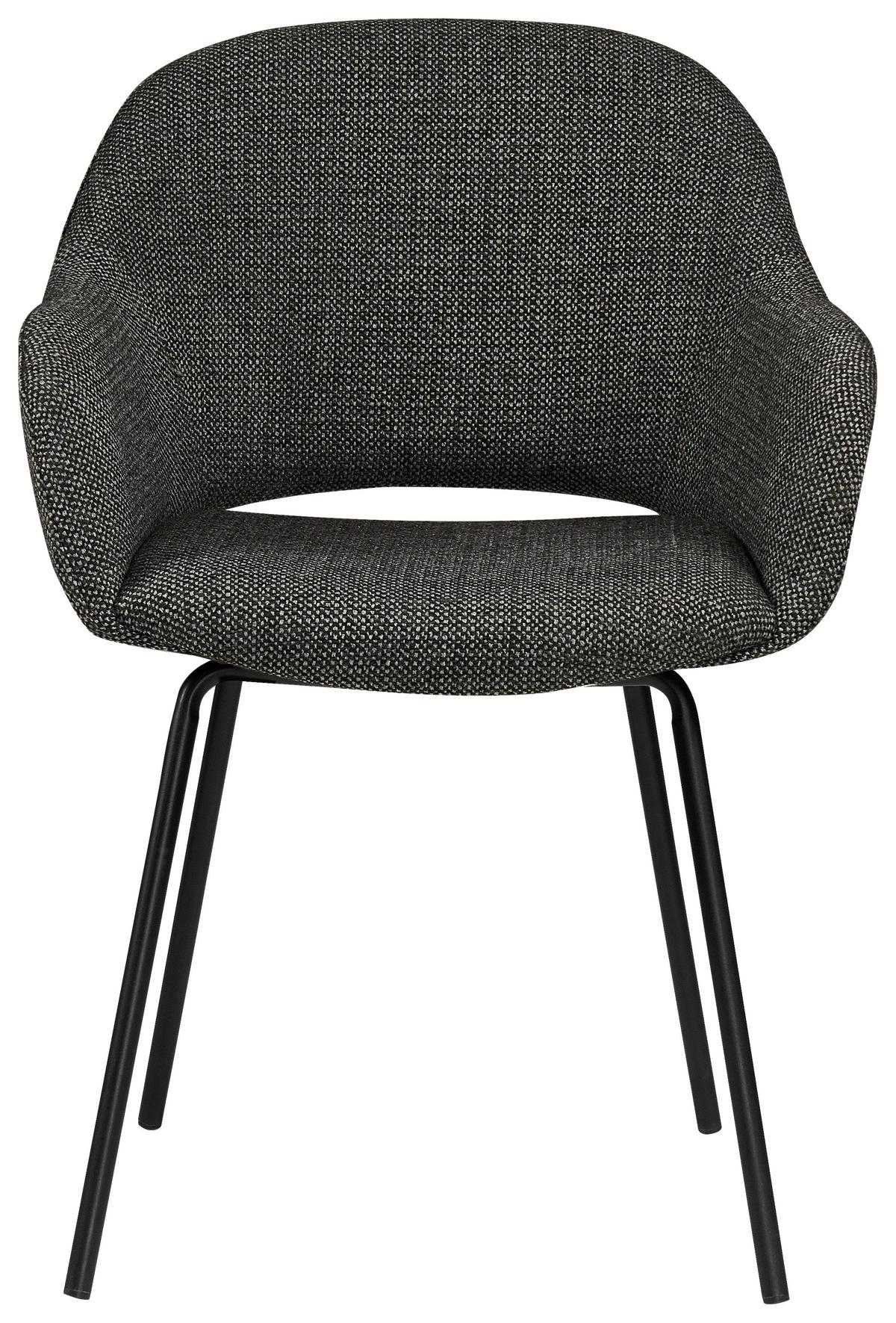 KRZESŁO Z PODŁOKIETNIKAMI LEIDEN - czarny/szary, Design, metal/tkanina (59/82/62cm) - Novel