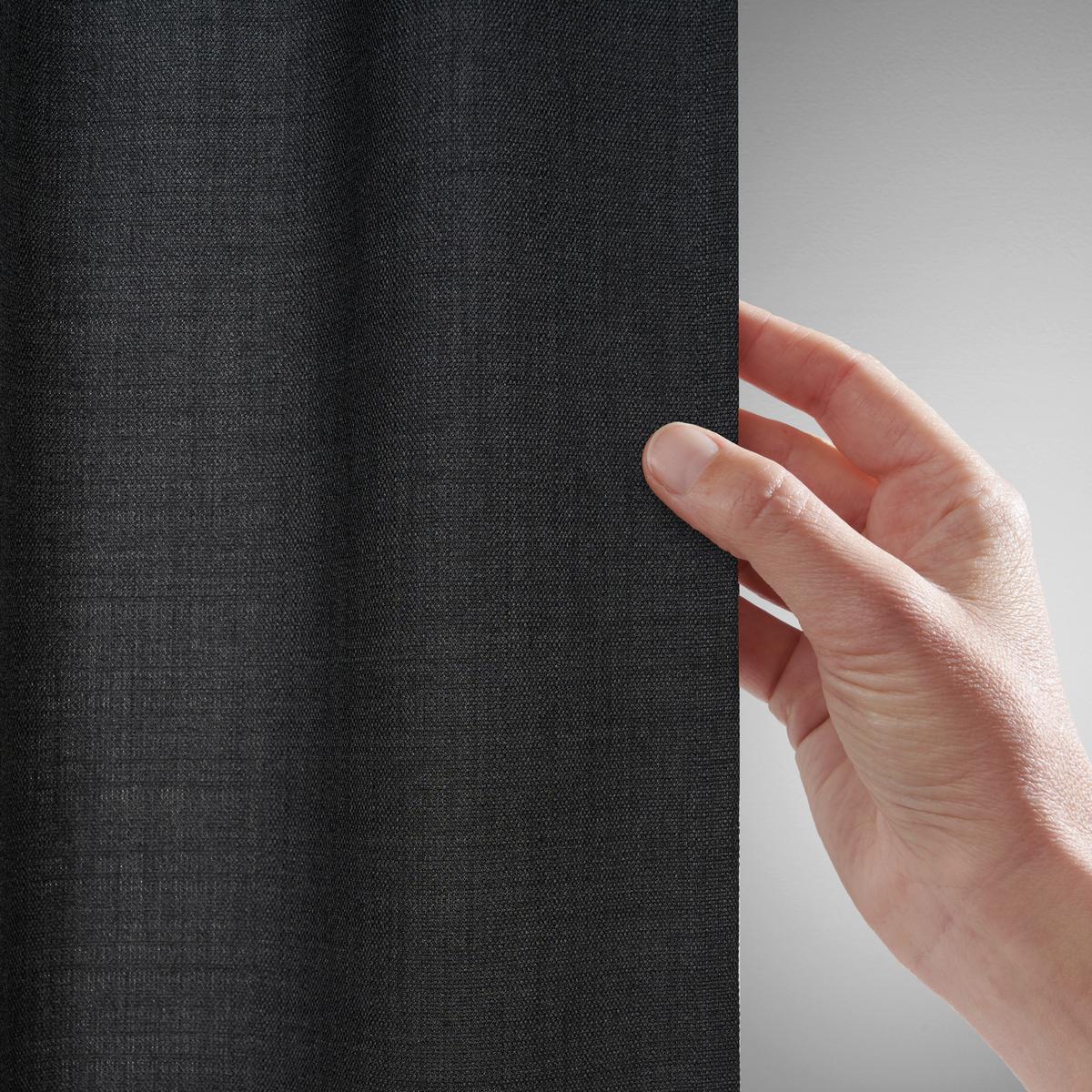 Fertigvorhang Leo Schwarz ca. 135x300cm - Schwarz, MODERN, Textil (135/300cm) - Premium Living