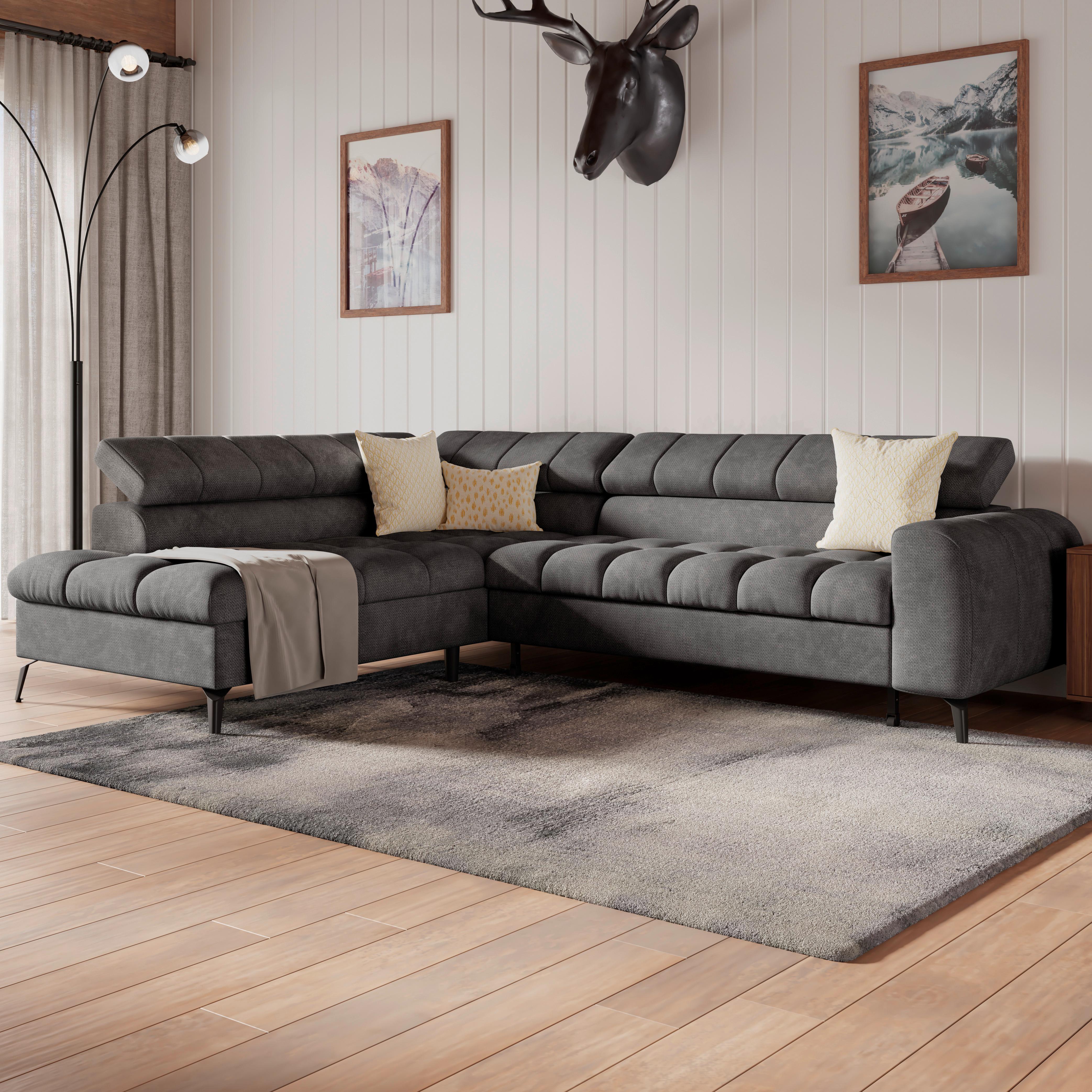 Kutna Garnitura Volf - crna/antracit, Trend, tekstil/metal (203/261cm) - Modern Living