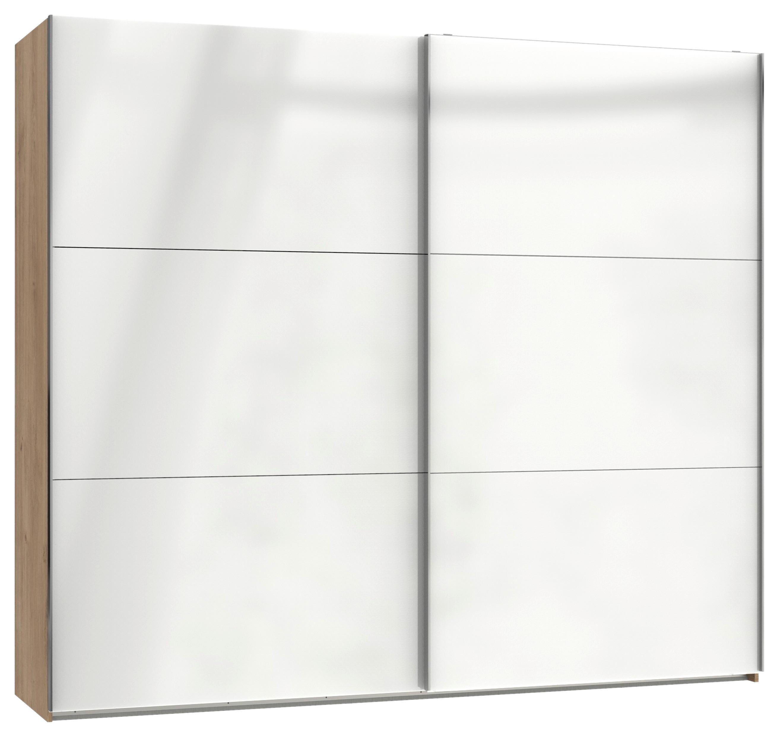 Ormar S Kliznim Vratima Level 36 D - boje hrasta/bijela visoki sjaj, Moderno, drvni materijal/metal (200/216/65cm) - Modern Living