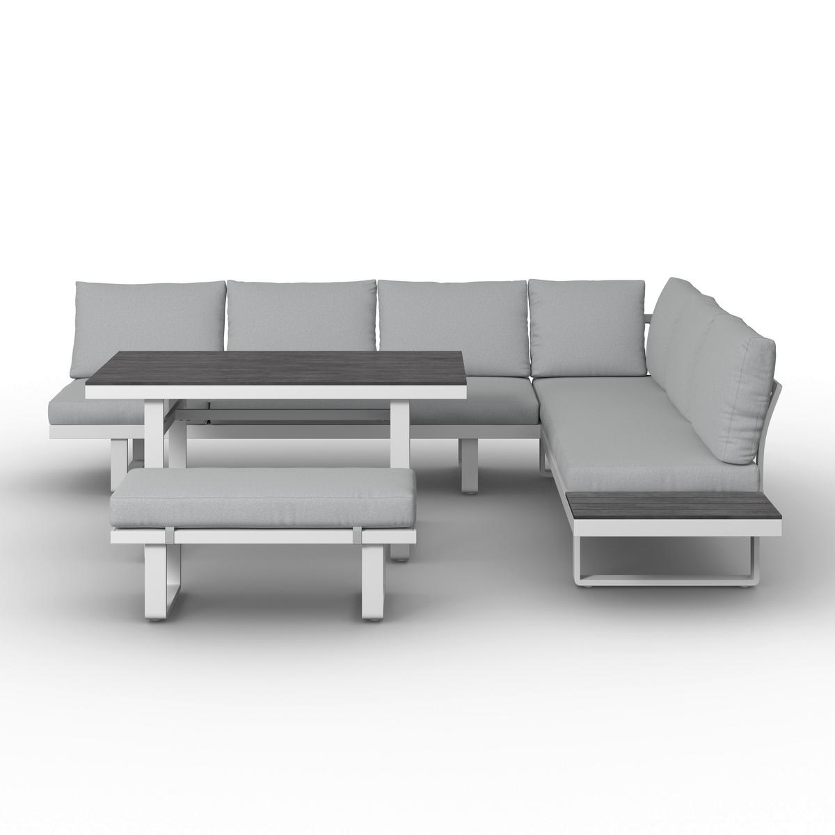 Dining-Loungeset Leandra Hellg Outdoorstoff/Metall/Polywood - Dunkelgrau/Hellgrau, MODERN, Kunststoff/Textil - Bessagi Garden